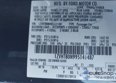 2009 Ford Mustang V6/V6 Premium from USA, damaged, VIN 1ZVHT80N995141487